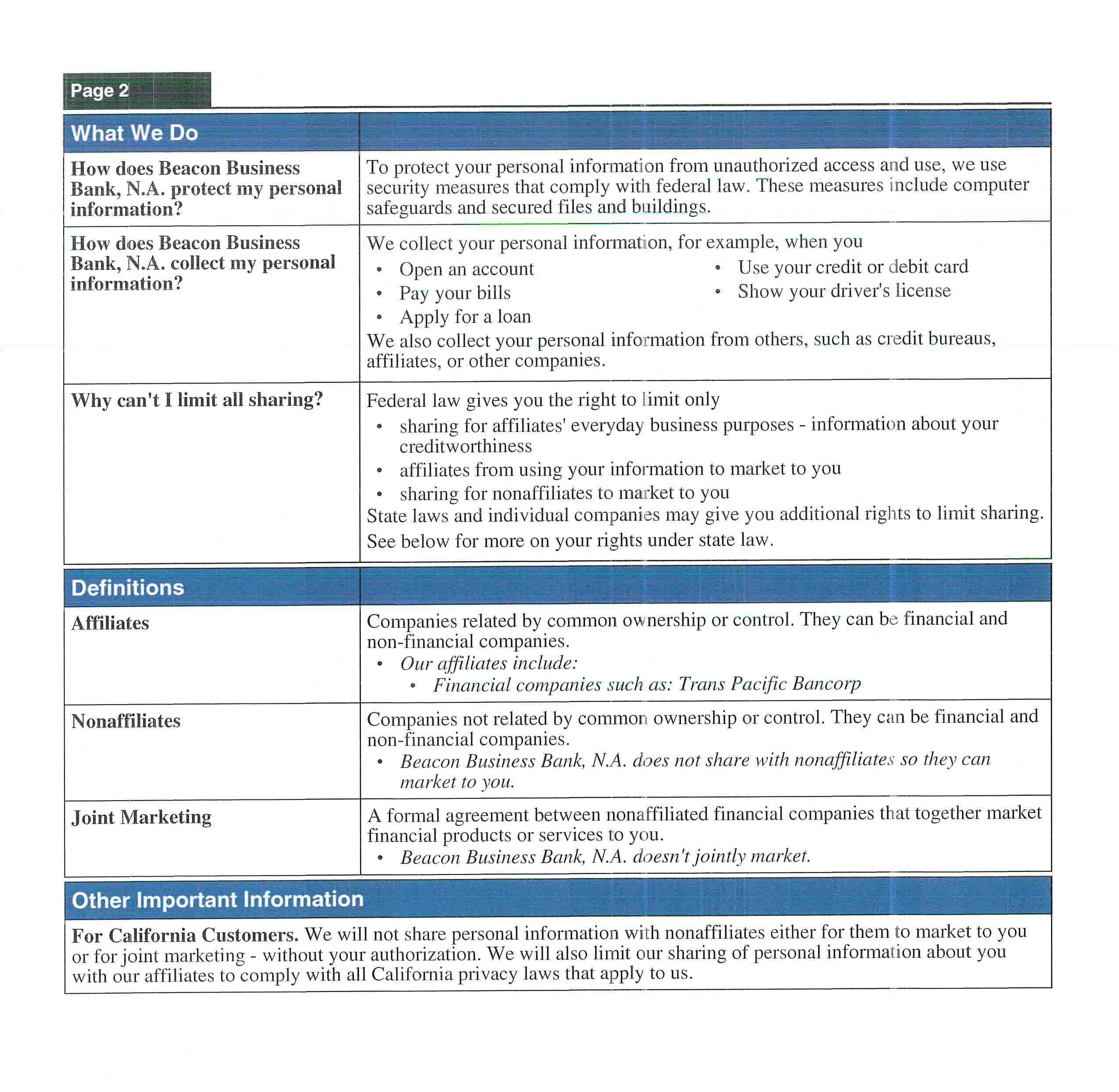 Privacy Notice page 2