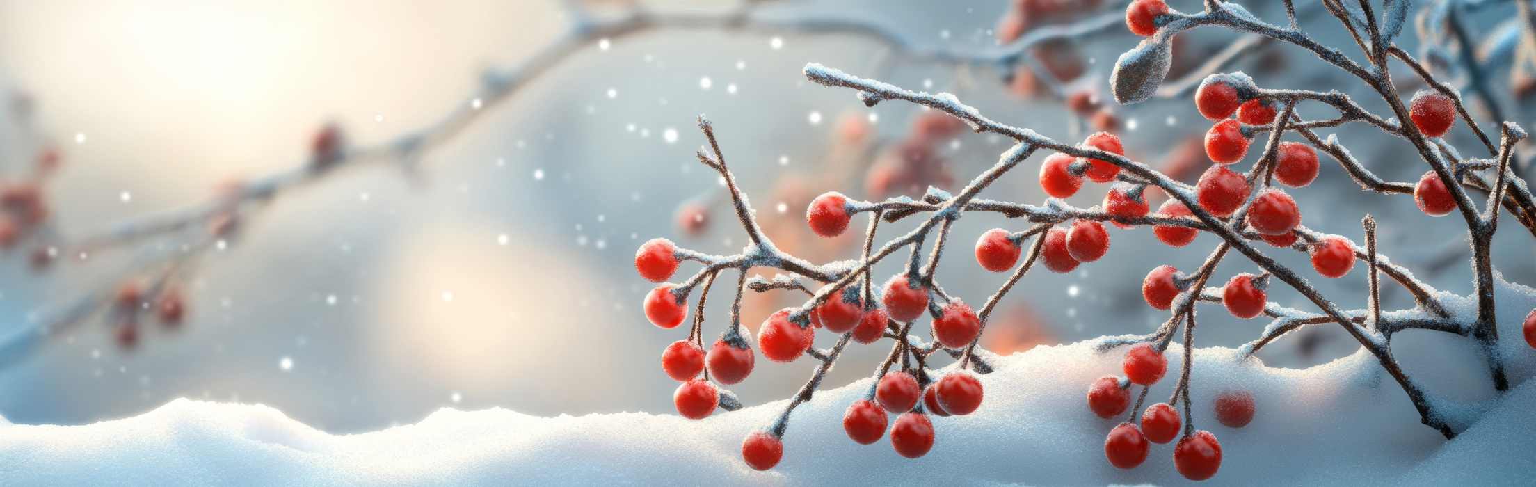 red berries on branches with snow